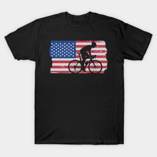 Cycling Road Bike US Flag Cyclist graphic T-Shirt